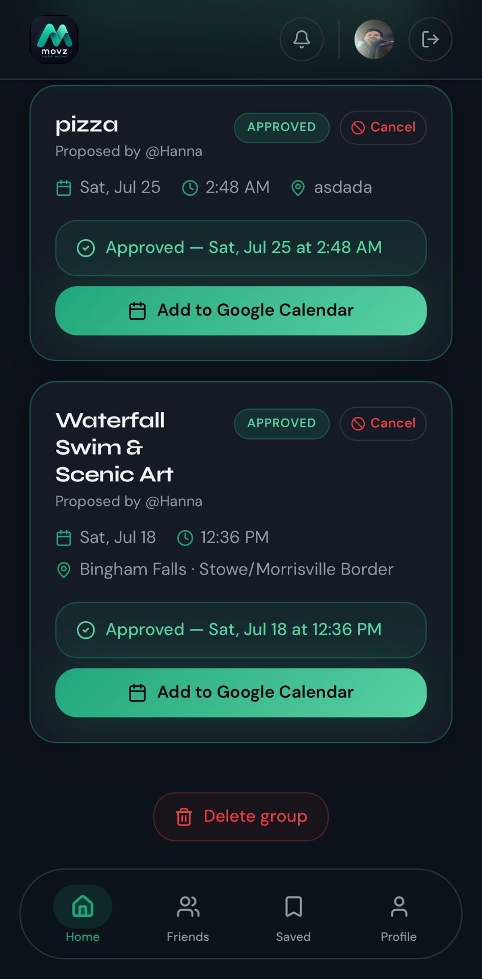 Vote on a plan screen